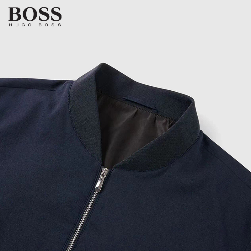 BOSS Men-s Baseball Collar Jacket Smooth Casual Solid Extrent Coat