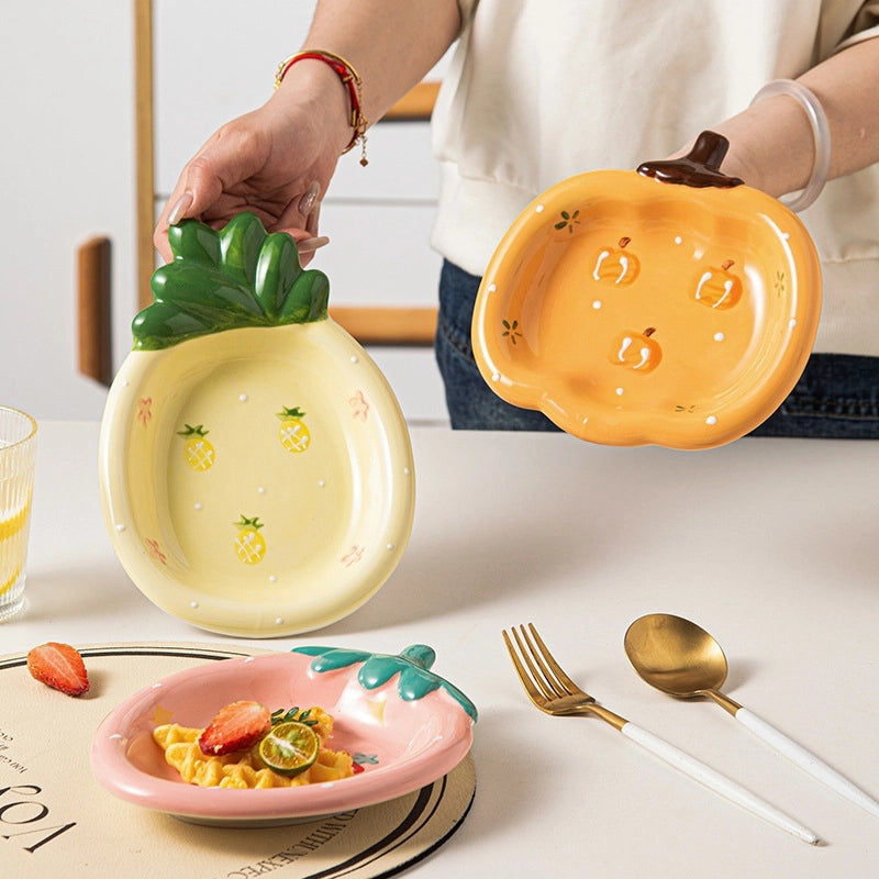 Halloween Cute Pumpkin Fruit Strawberry Porcelain Plate 1 Piece