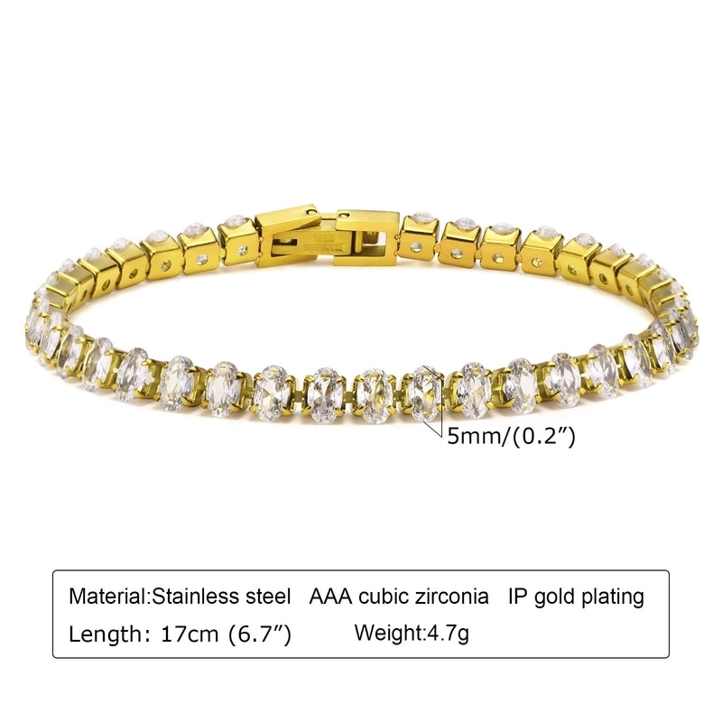 Minimalist Classic Style Heart Shape Titanium Steel Rhinestones Bracelets In Bulk