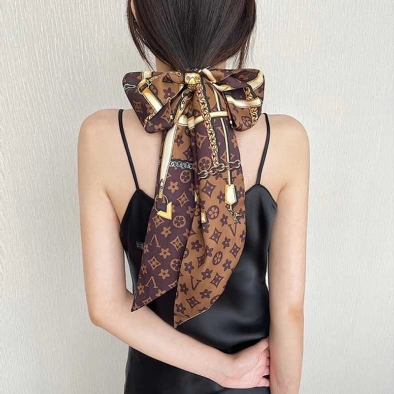 Women's Minimalist Color Block Polyester Printing Silk Scarf