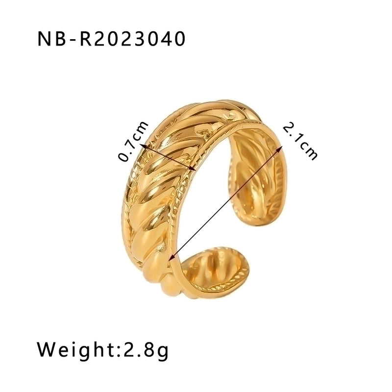 Stainless Steel 18K Gold Plated IG Style Basic Minimalist Plating Four Leaf Clover Heart Shape Flower Open Rings