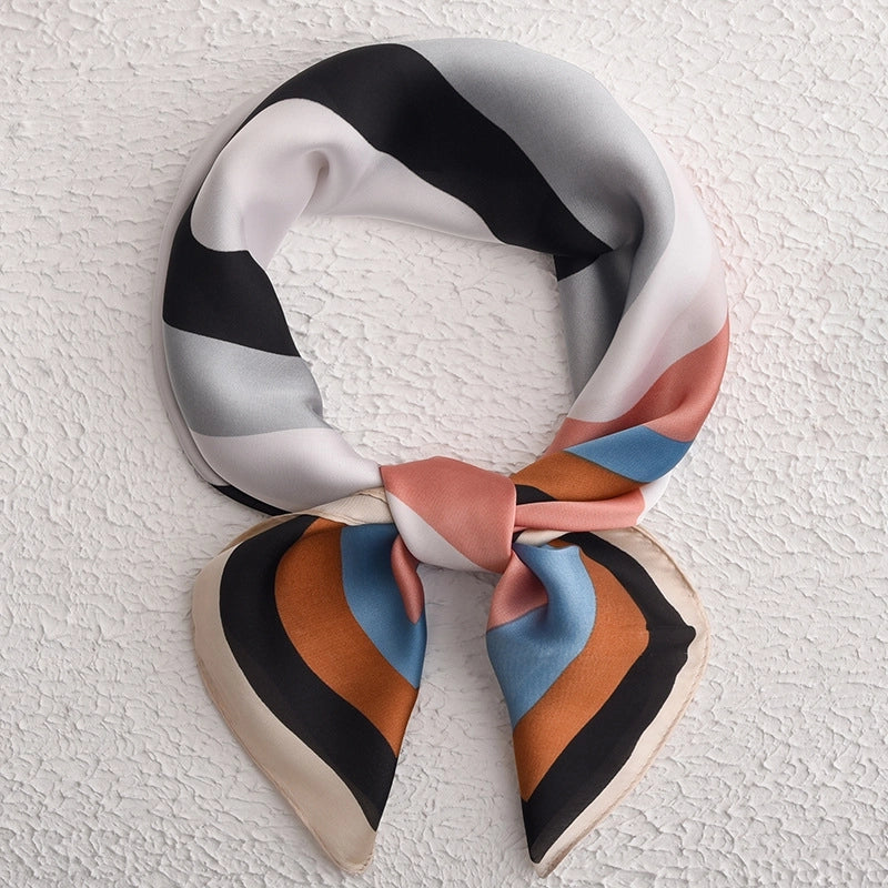 Women's Sweet Color Block Satin Silk Scarf
