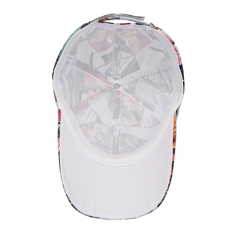 Unisex Romantic Flower Printing Curved Eaves Baseball Cap