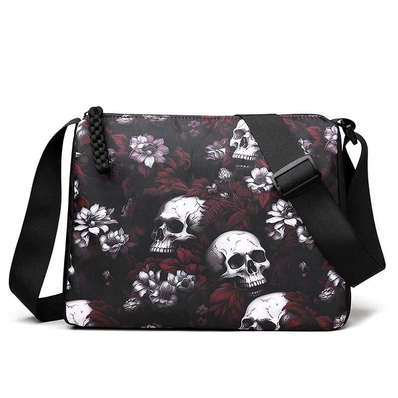 Halloween Women's Medium Canvas Skull Streetwear Zipper Crossbody Bag