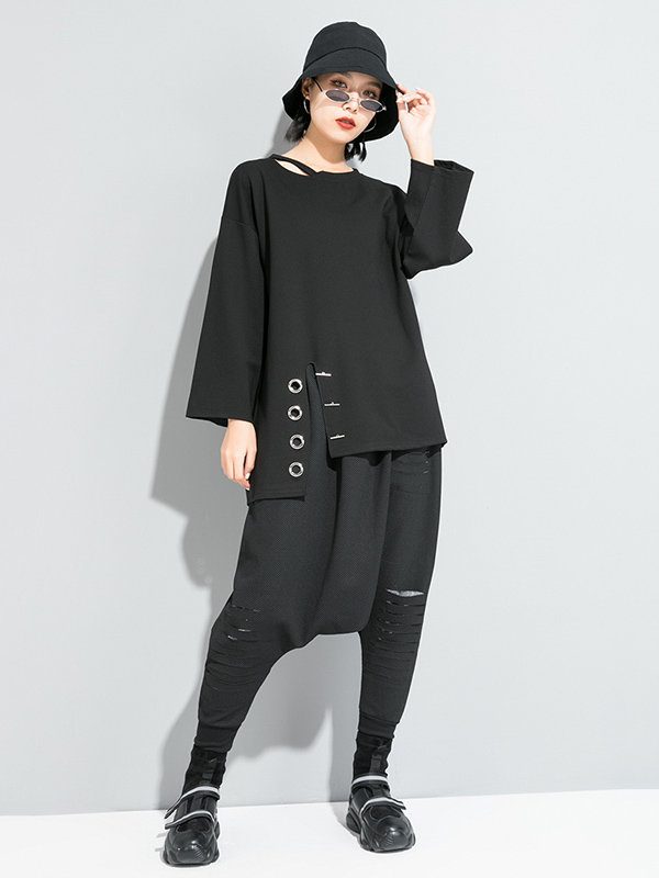 Original Solid Irregularity T-Shirts Tops
