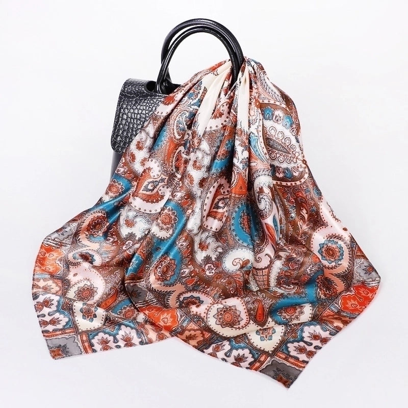 Women's Lady Paisley Satin Printing Silk Scarf