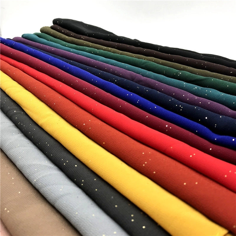 Solid Color Sprinkling Gold Pearl Chiffon Chiffon Fashion Sprinkling Gold Scarf Women's Toe Chiffon Glitter Scarf