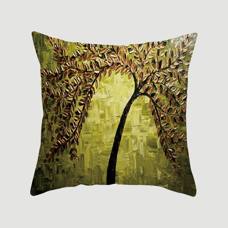 Modern Style Pastoral Letter Plant Linen Pillow Cases Couch & Sofa Decor