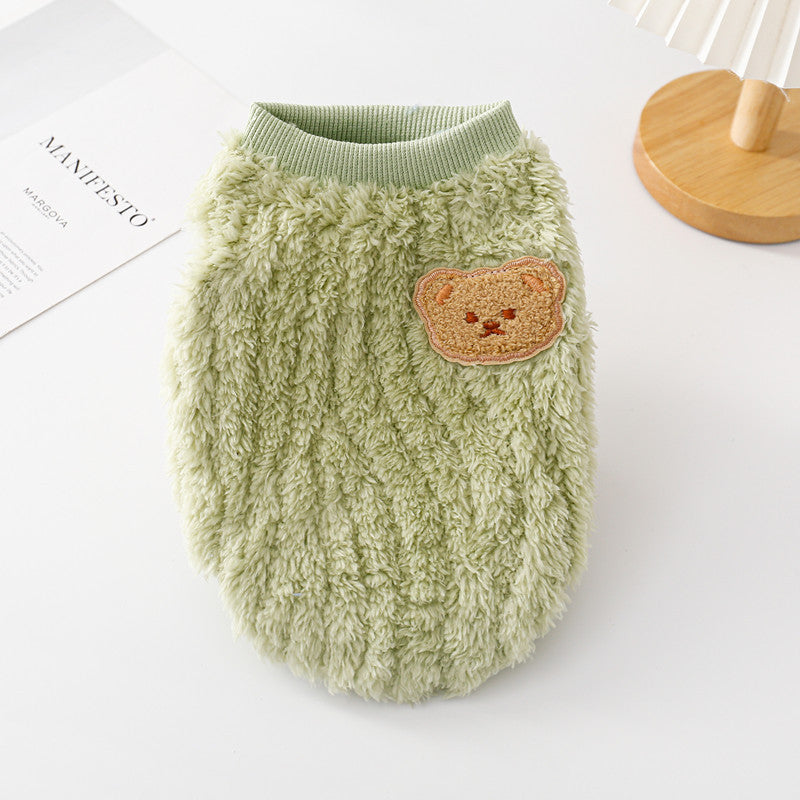Warm Fleece Bear Printed Dog Cat Vest
