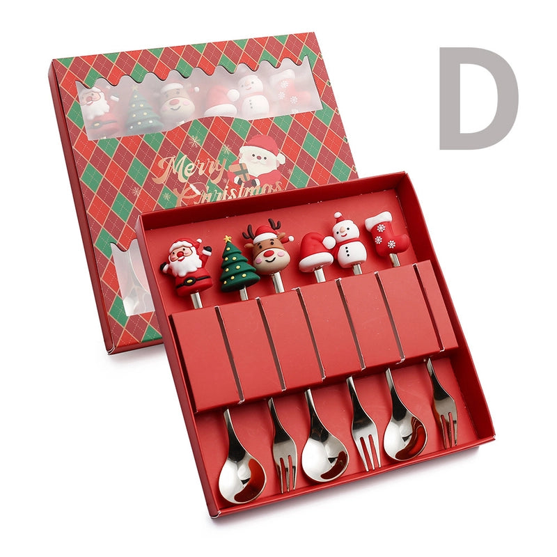 Christmas Cute Christmas Tree Santa Claus Star 304 Stainless Steel PVC Tableware 1 Piece