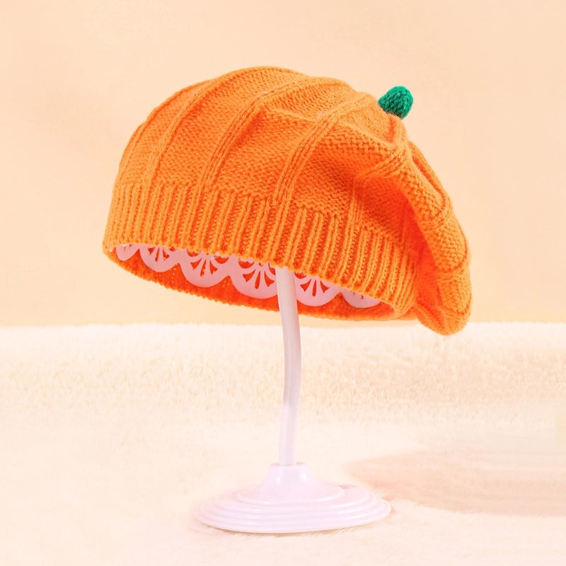 Children Unisex Adults Cartoon Style Cute Minimalist Pumpkin Eaveless Wool Cap
