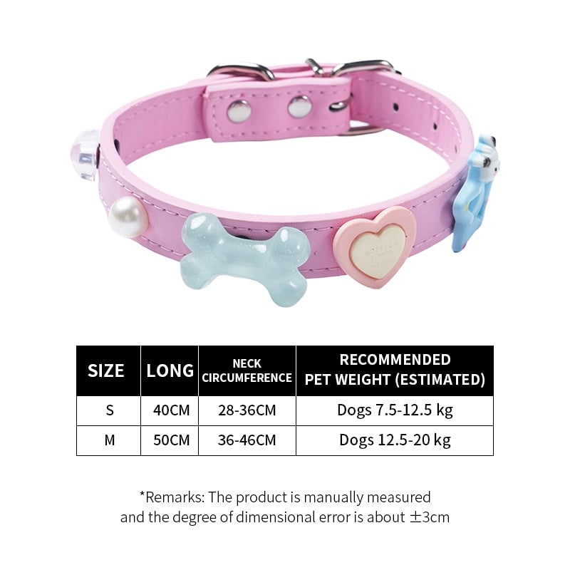 Cool Style Pu Leather Bear Rhinestone Inlaid Pearls Pet Collar