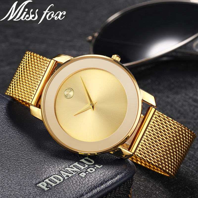 1pc Fashion Simple Watch Original Stianless Steel Bracelet Wristwatch Casual Golden Round Waterproof AAA Women Men Clock Dropshipping