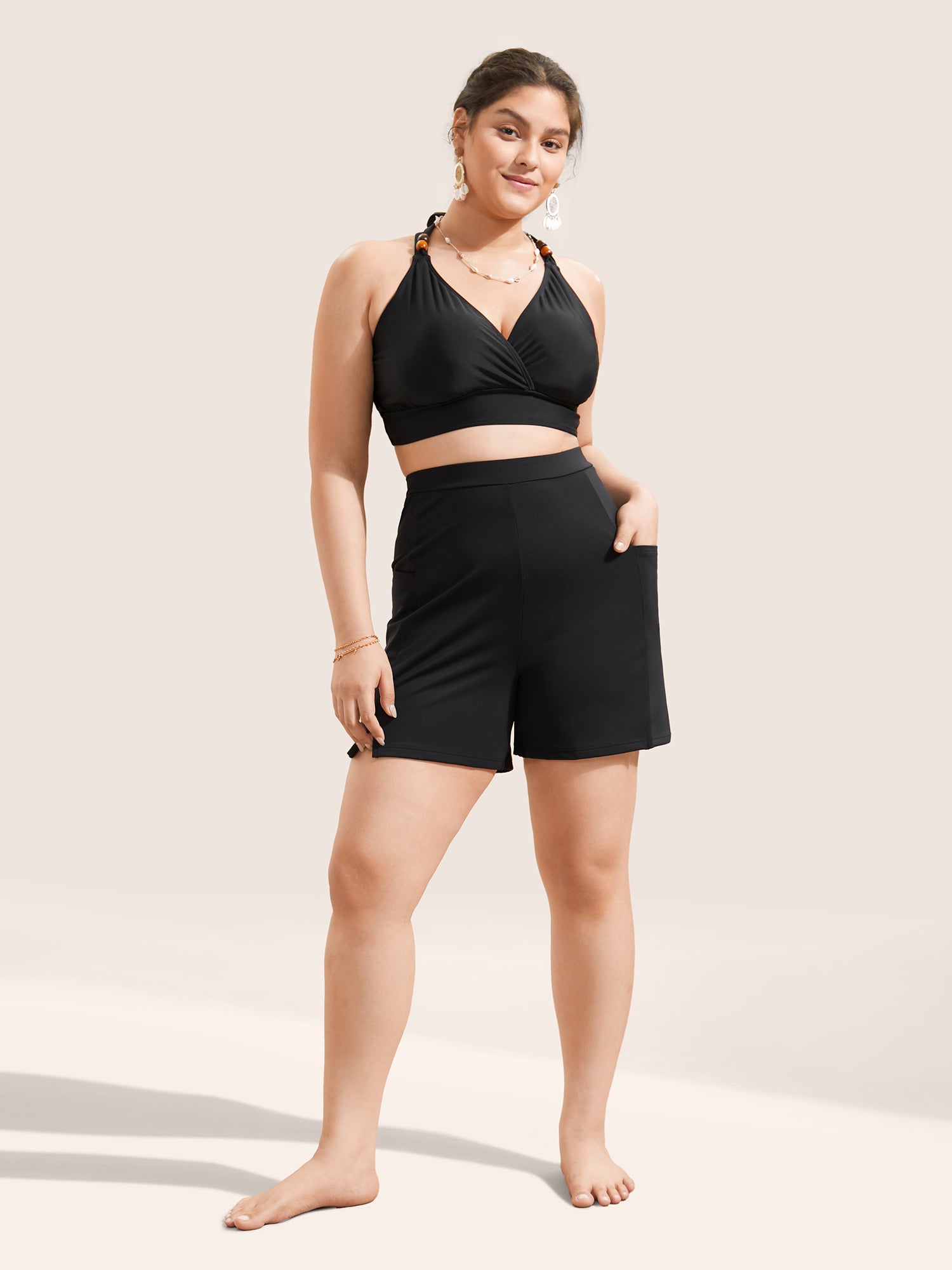 High Rise Pocket Split Side Swim Bottom