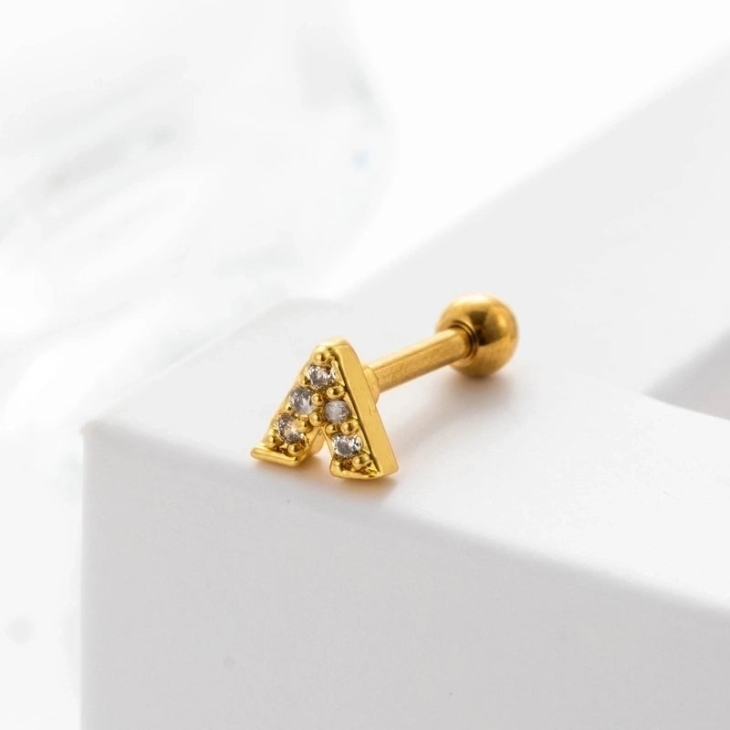 Ear Cartilage Rings & Studs Geometric 316L Stainless Steel  Copper Inlaid Zircon