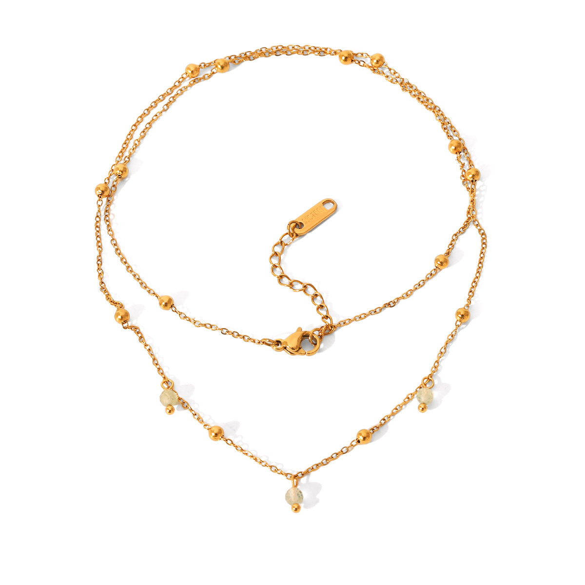 Double Layered Beaded Chain 18K Gold Stainless Steel Bracelet Fashionable And Versatile Titanium Steel Bracelet