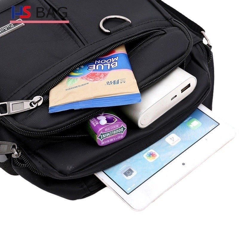Men's Oxford Cloth Solid Color Streetwear Square Zipper Shoulder Bag