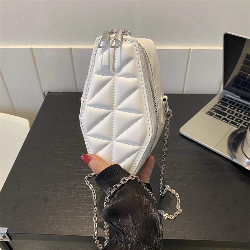 Women's Pu Leather Triangle Solid Color Basic Square Zipper Crossbody Bag