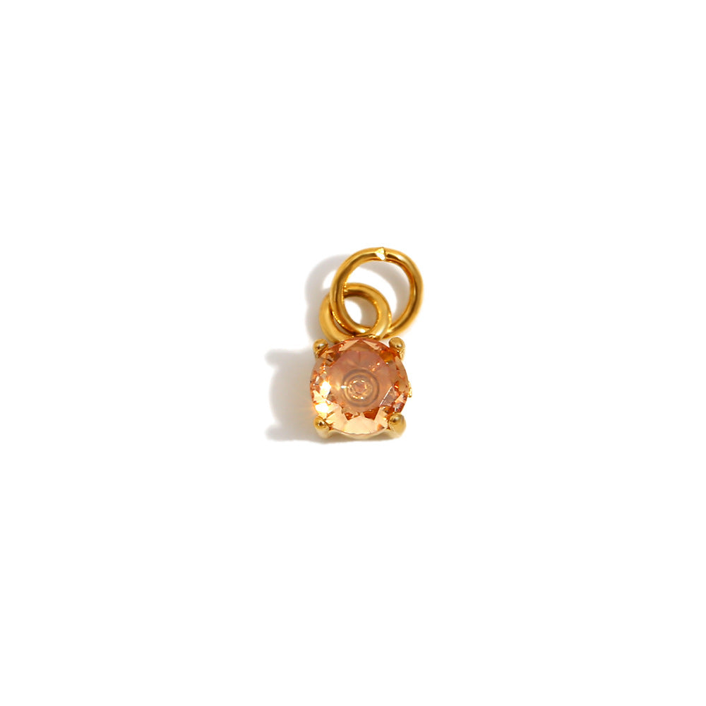 Simple And Versatile Colorful Diy Accessories Pendant Stainless Steel Plated 18K Gold Small Gemstone Pendant
