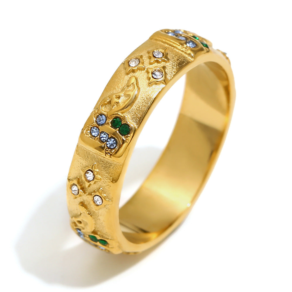Ins Fashion Niche Advanced Versatile Ring Bracelet Stainless Steel 18K Gold Plated Tarot Earrings Female