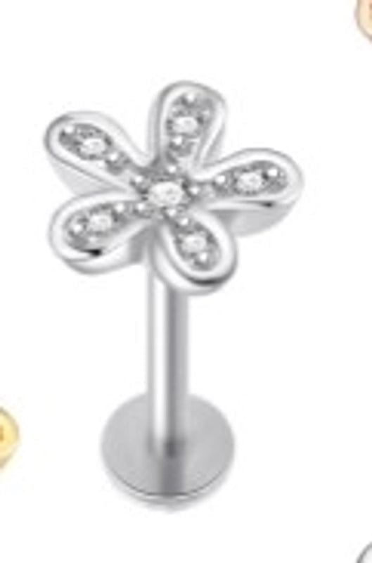 Minimalist Flower Stainless Steel Inlay Zircon Ear Studs 1 Piece