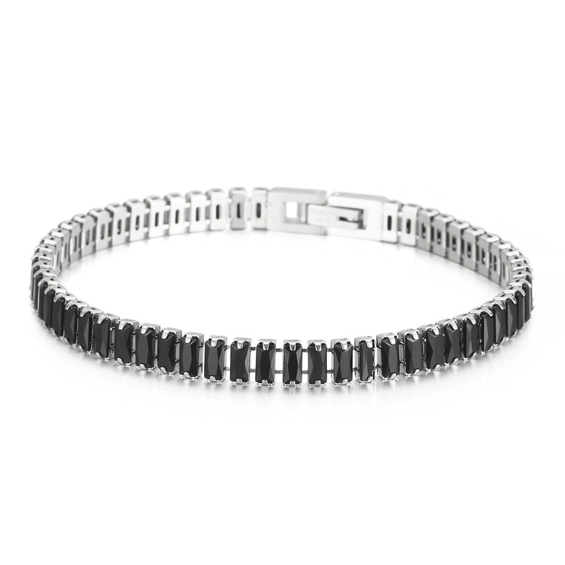Elegant Solid Color Titanium Steel 18K Gold Plated Artificial Gemstones Bracelets In Bulk