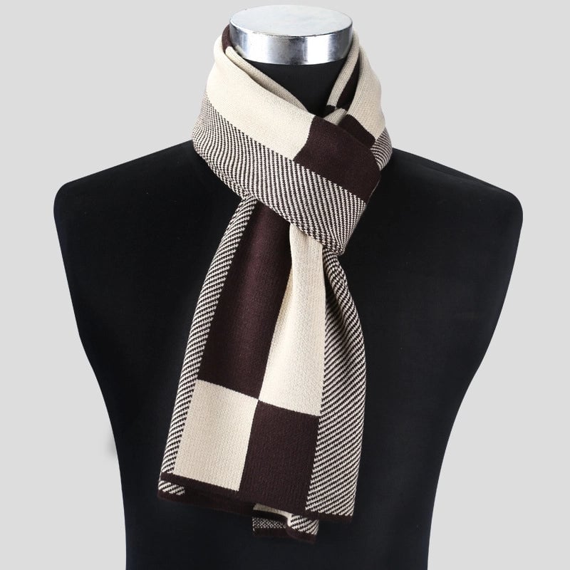 Autumn And Winter Scarf Long Fashion Warm Padded Plaid Men's Scarf Knitted Scarf Factory Outlet