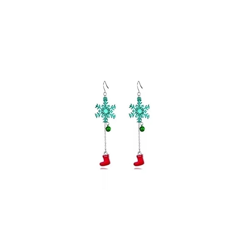 Fashion Santa Claus Christmas Socks Bell Epoxy Alloy Earrings