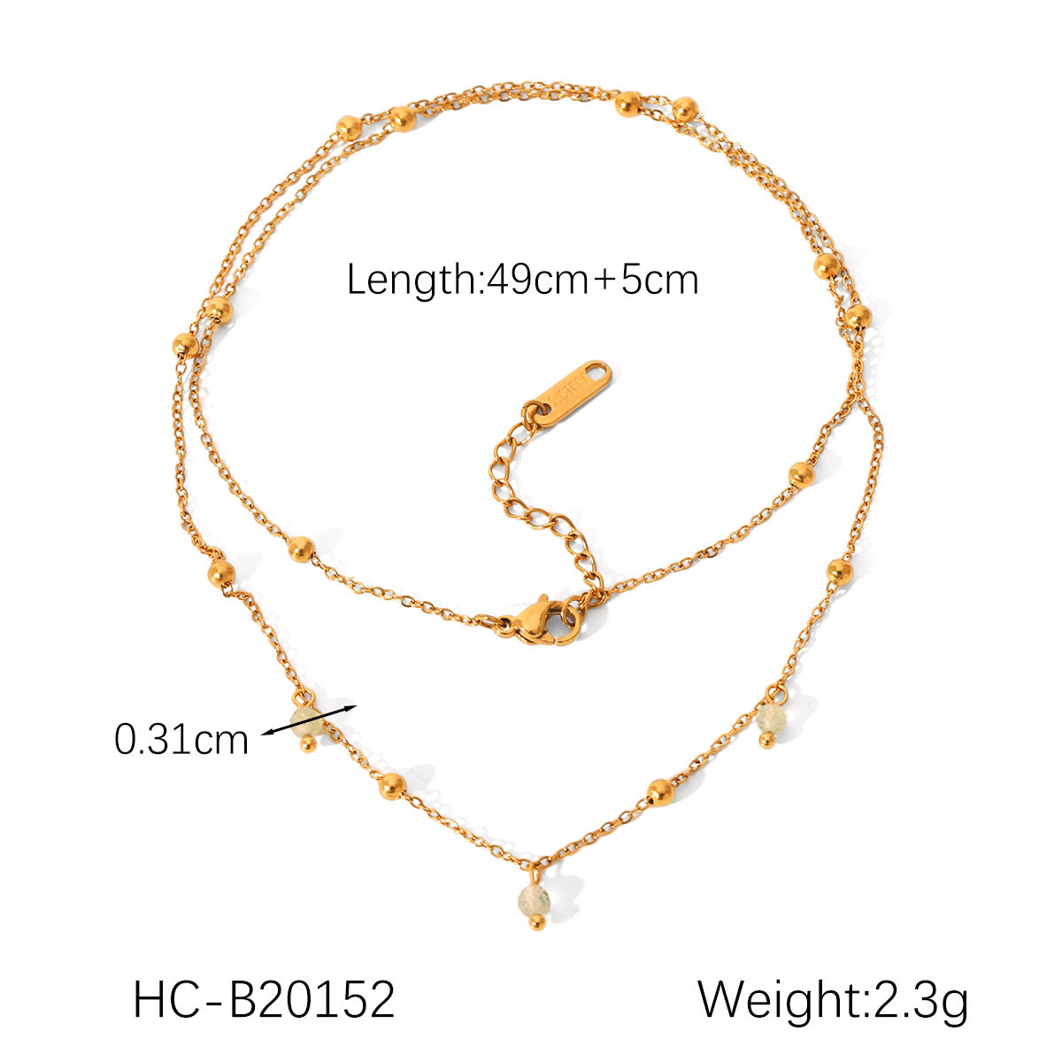 Double Layered Beaded Chain 18K Gold Stainless Steel Bracelet Fashionable And Versatile Titanium Steel Bracelet