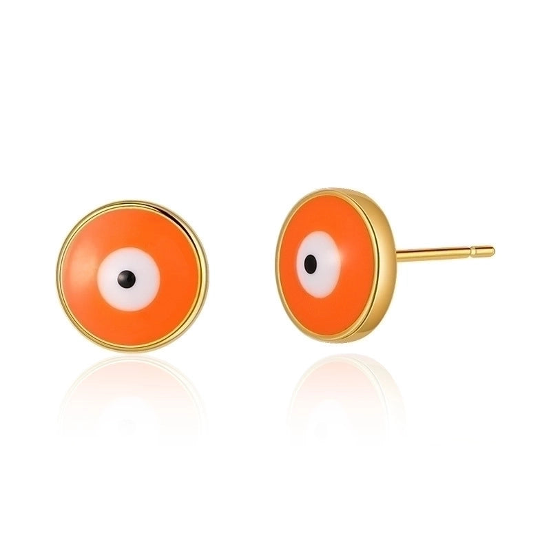 1 Pair Retro Sweet Triangle Devil's Eye Heart Shape Enamel Plating Inlay Copper Zircon 18k Gold Plated Ear Studs