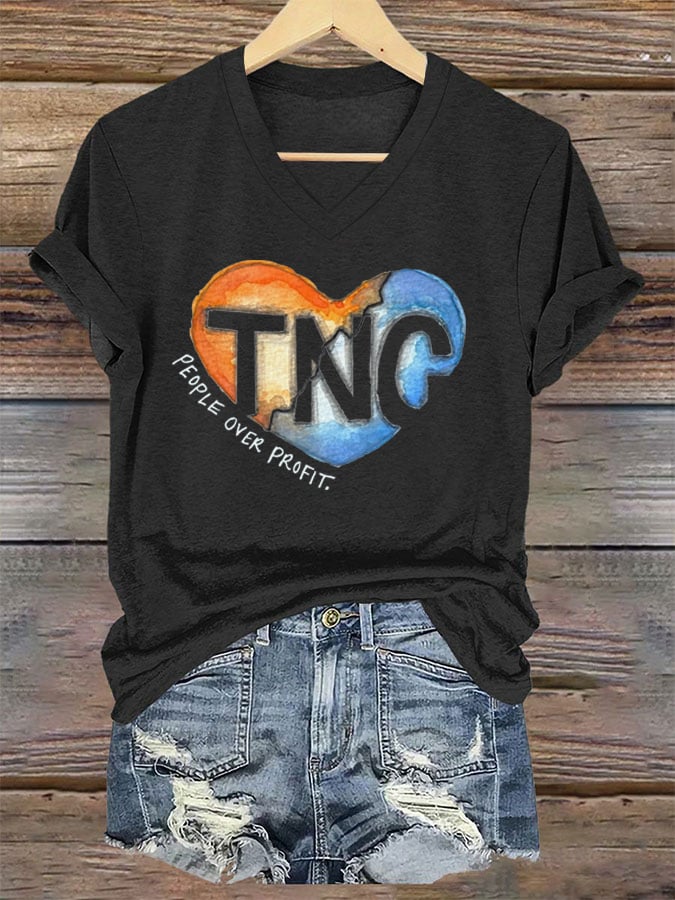 Women's Tennessee and North Carolina Hurricane Helene Print V-Neck T-Shirt