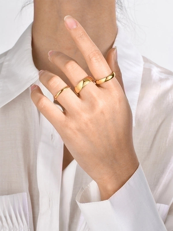 304 Stainless Steel Minimalist Plating Solid Color Rings