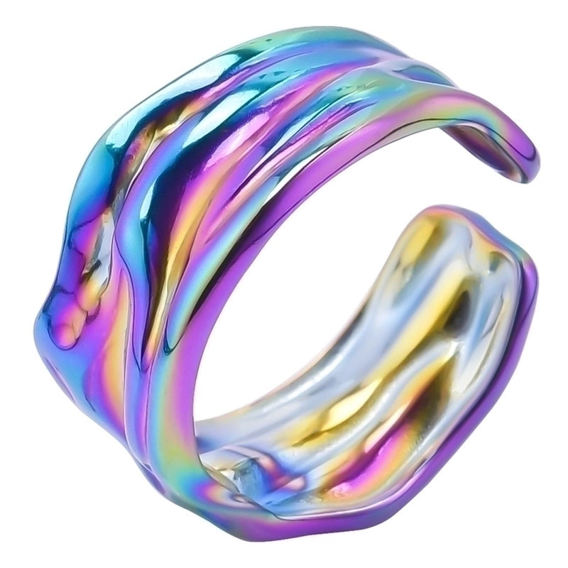 Hip-Hop Geometric 304 Stainless Steel 18K Gold Plated Plating Open Ring