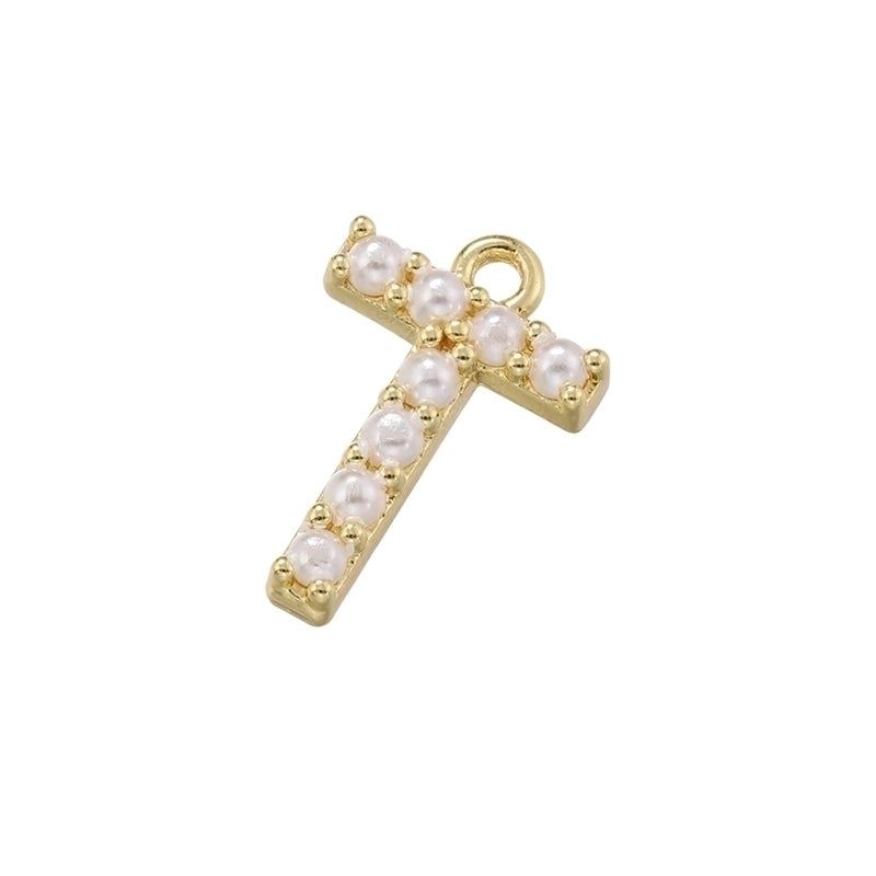 Casual Elegant Minimalist Letter Copper Plating Inlay Artificial Pearls 18k Gold Plated Charms