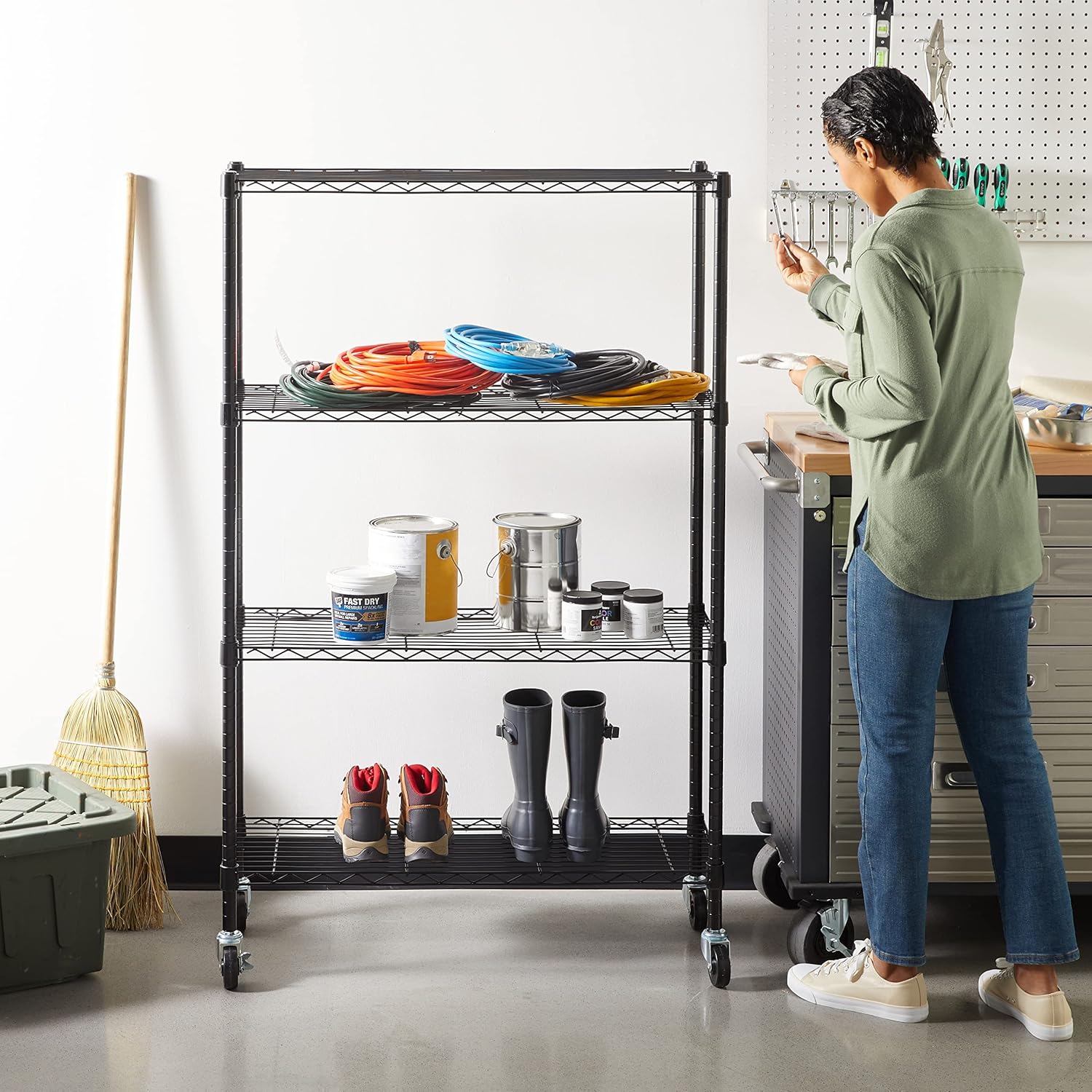 Amazon Basics 5-Shelf Adjustable Heavy Duty Steel Wire Rack Storage Shelving Organizer for Kitchen, Garage, 36