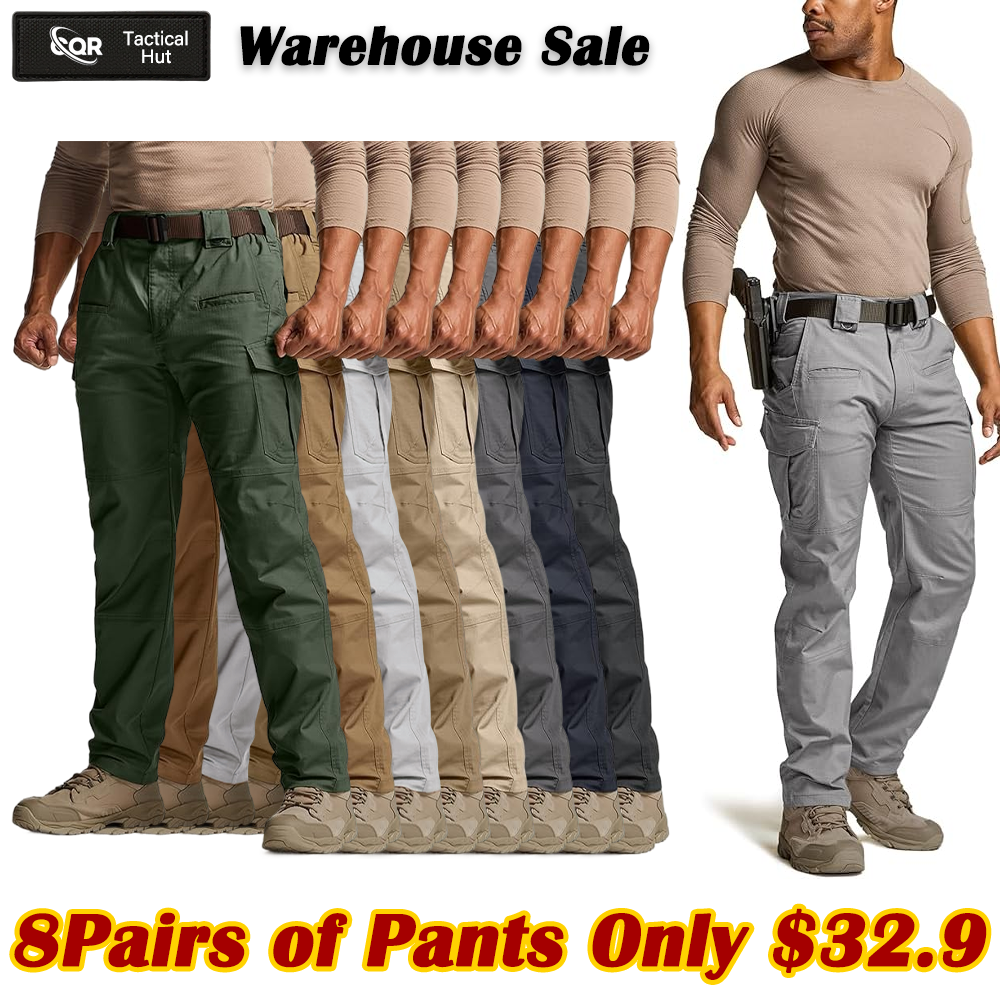 ⚡Last Day Clearance -Men's Flex Stretch Tactical Pants, Water Resistant Ripstop Cargo Pants