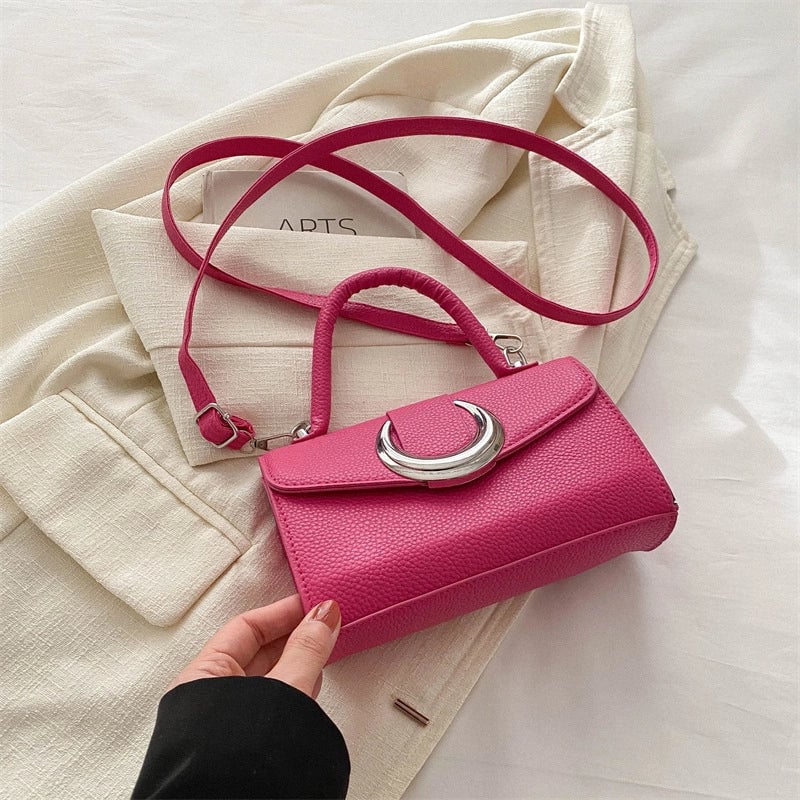 Women's Small Pu Leather Solid Color Streetwear Square Magnetic Buckle Shoulder Bag Handbag Crossbody Bag