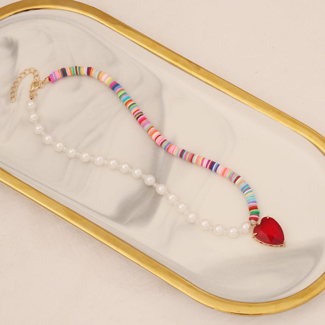 Women Heart Polymer Clay Necklaces