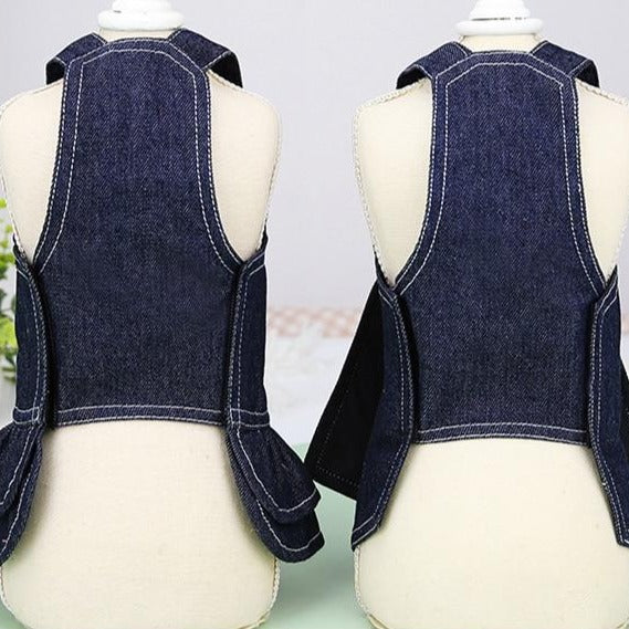 Bowknot Denim Dog Harness Dress/Shirt