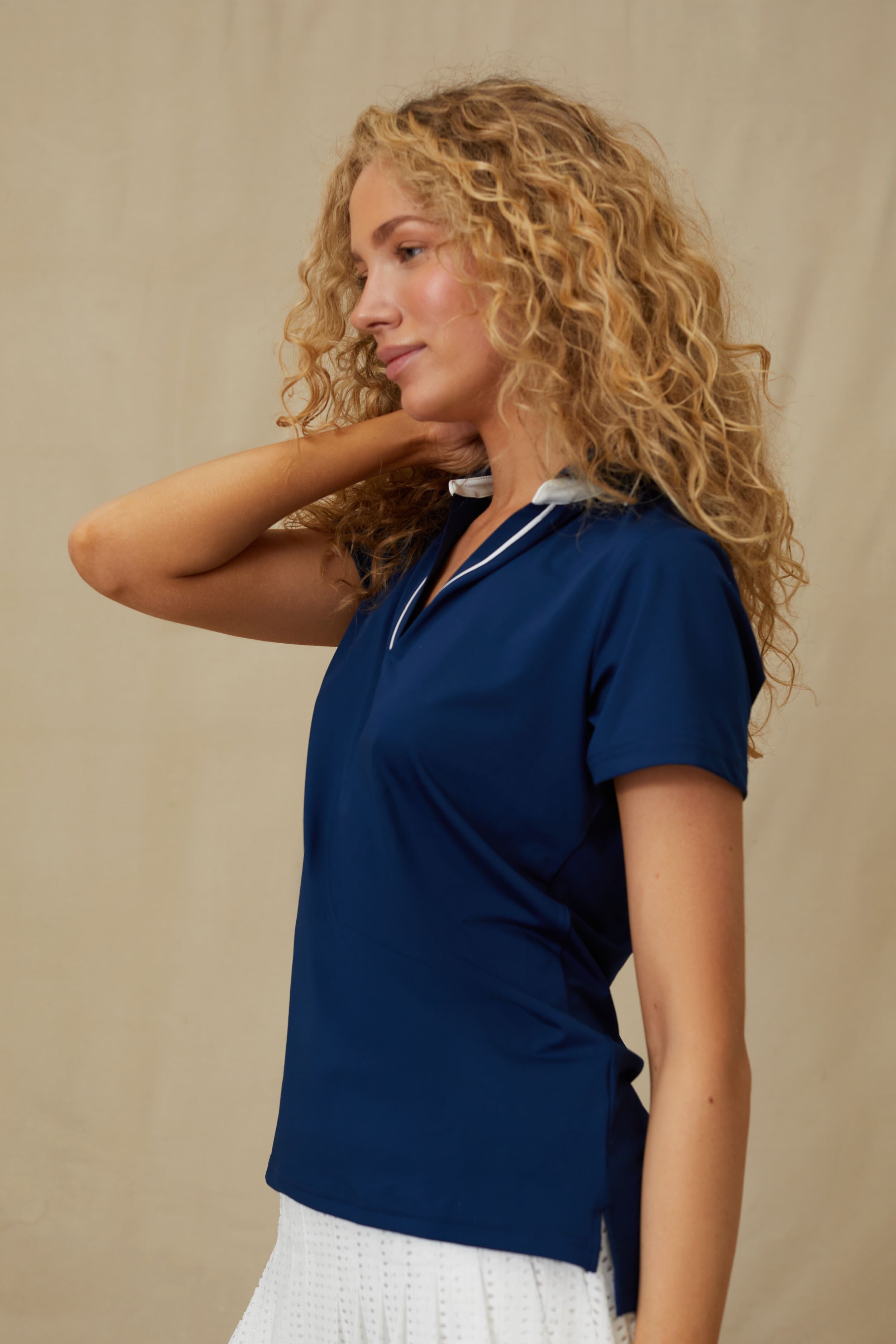 Navy Short Sleeve Caroline Polo