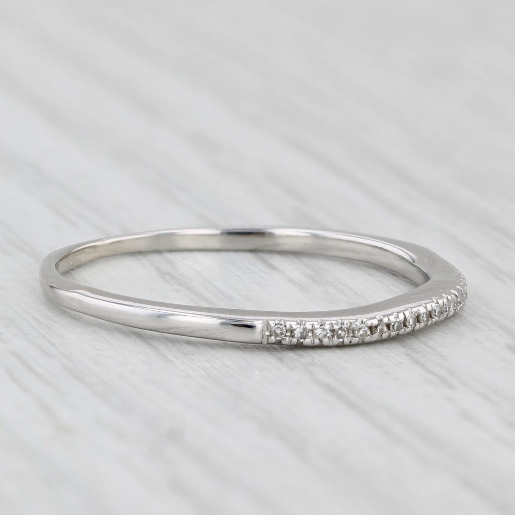 Diamond Stackable Ring 14k White Gold Wedding Band Size 9