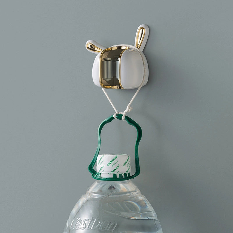 Light Luxury White Rabbit Mop Rack Toilet Punch-free Wall-mounted Broom Storage Rack Adhesive Strong Hook Buckle Fixed