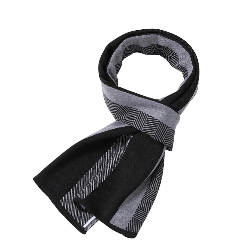 Men's Scarf Winter Warm Plaid Thickened Business Knitted Cashmere Thick Scarf Fashionable Scarf
