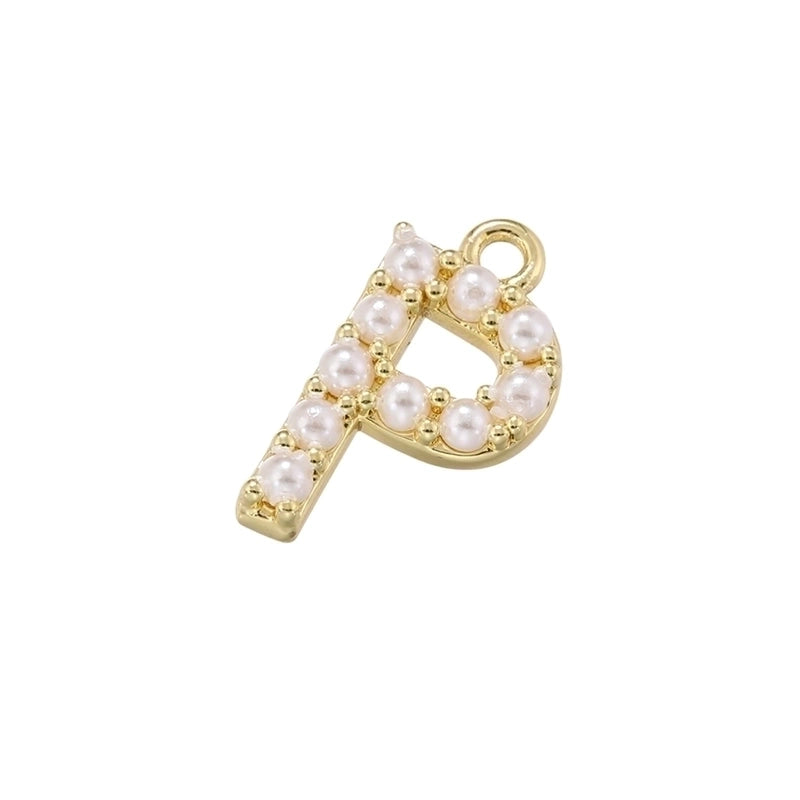 Casual Elegant Minimalist Letter Copper Plating Inlay Artificial Pearls 18k Gold Plated Charms