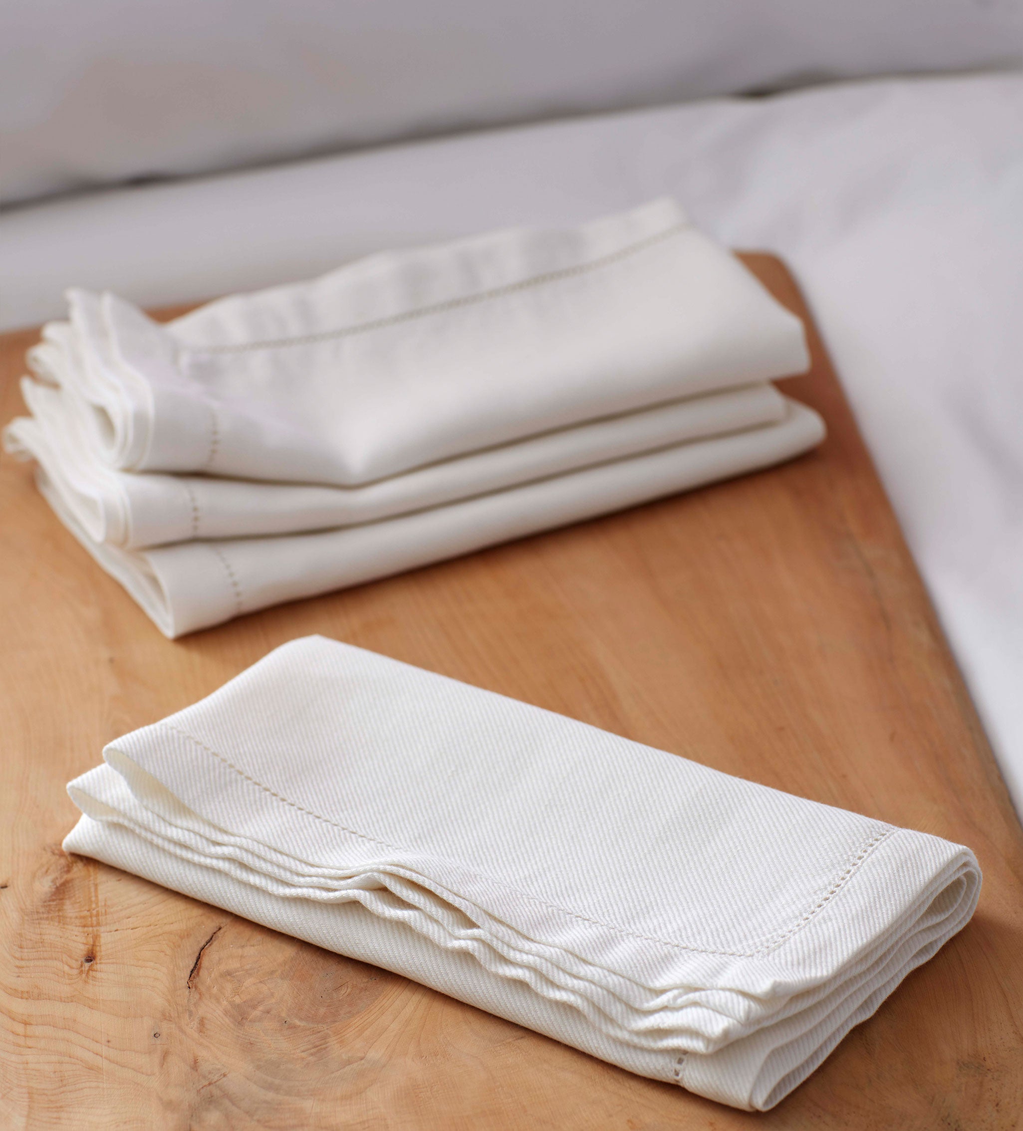 Off White Cotton Linen Napkins - Set of 4