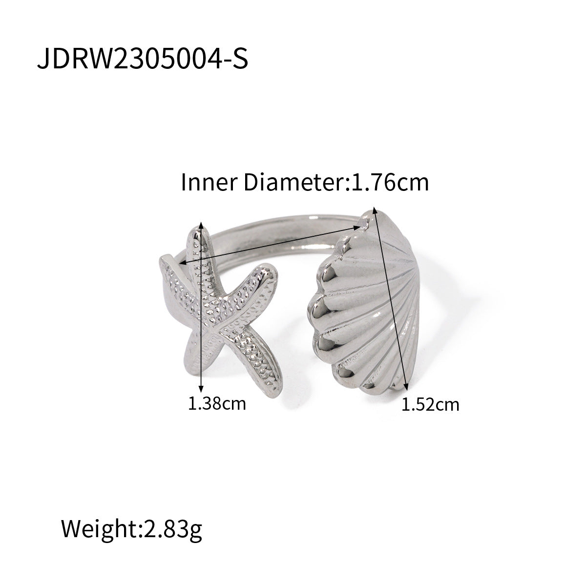 Jie Ding Holiday Starfish Shell Ring Titanium Steel Jewelry Stainless Steel Ring