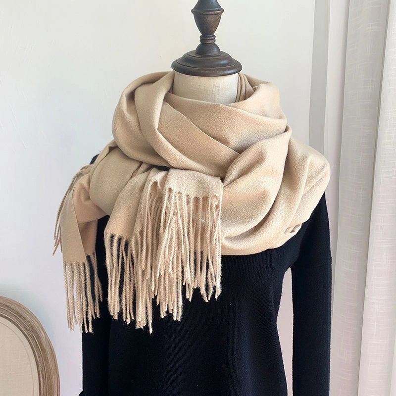 Autumn And Winter Imitation Cashmere Scarf Classic Double-sided Solid Color Men's And Women's Warm Large Shawl Dual-use Scarf
