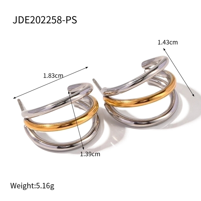 1 Pair Minimalist Classic Style Geometric Mixed Color 304 Stainless Steel Ear Studs