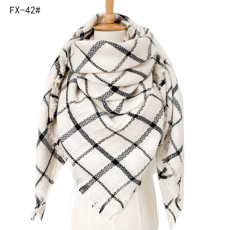 Autumn And Winter New Scarf Cashmere Acrylic Black Beige Plaid Square Scarf Women's Shawl