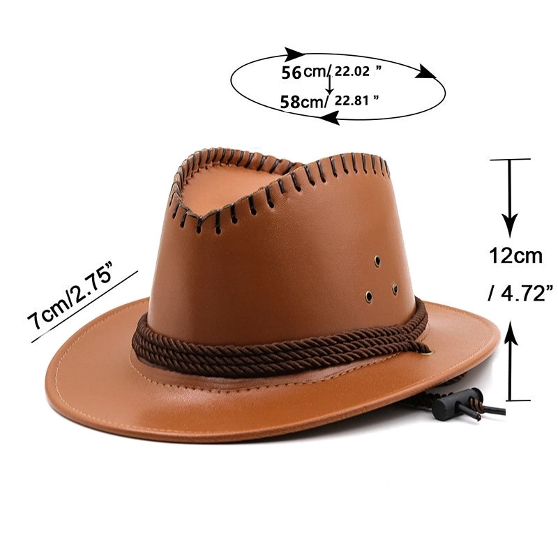 Unisex Cowboy Style Solid Color Wide Eaves Fedora Hat